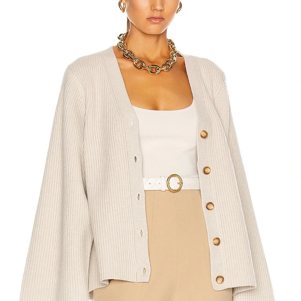 Women's Beige Toteme Cardigan Sweater - Picture 5 of 6
